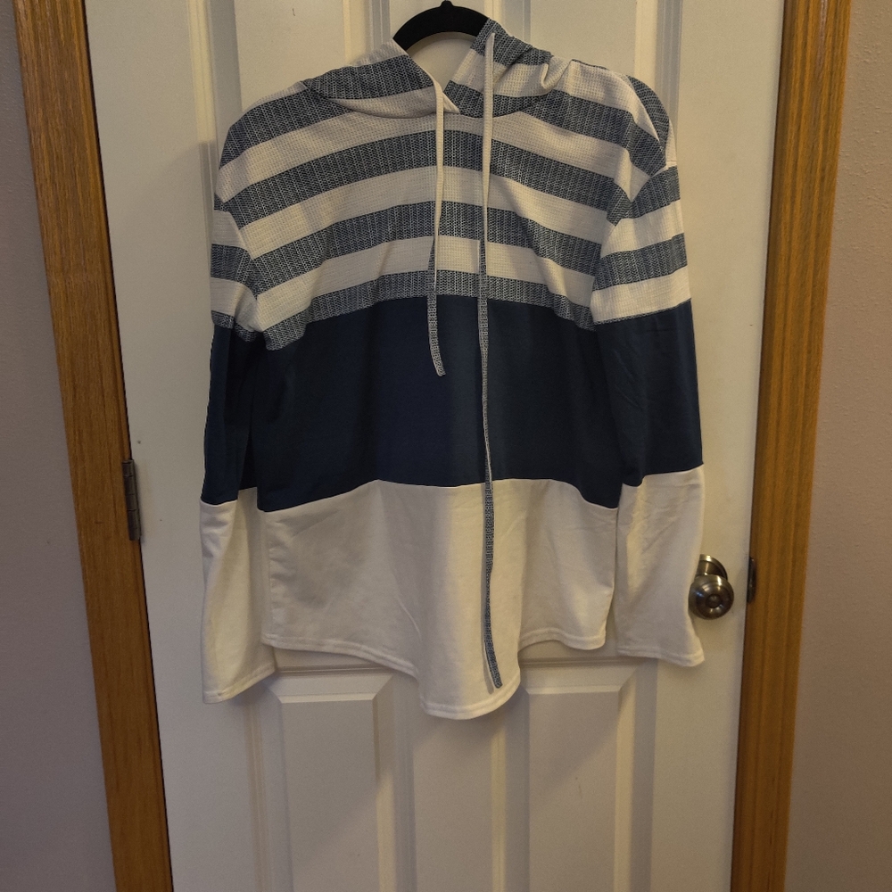 Blue and White Striped Top